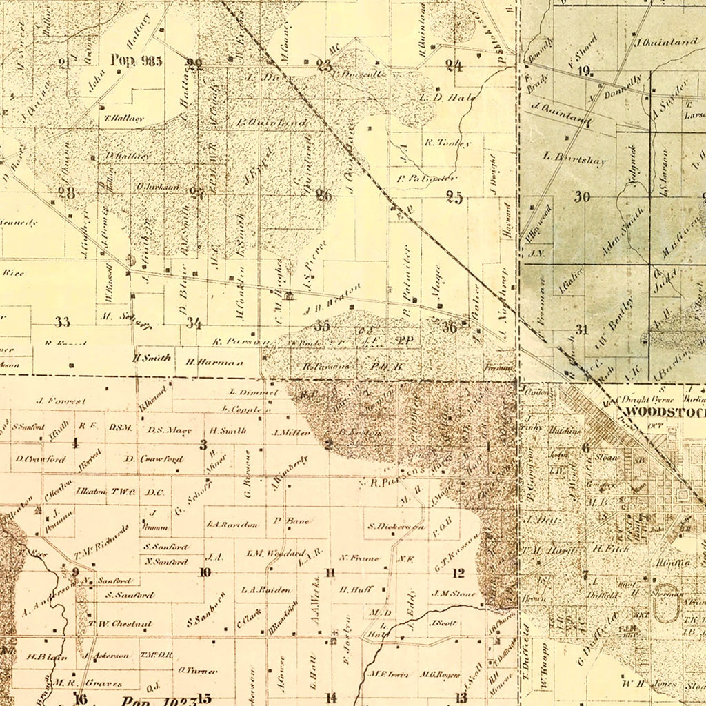 Vintage Map of McHenry County, Illinois 1862