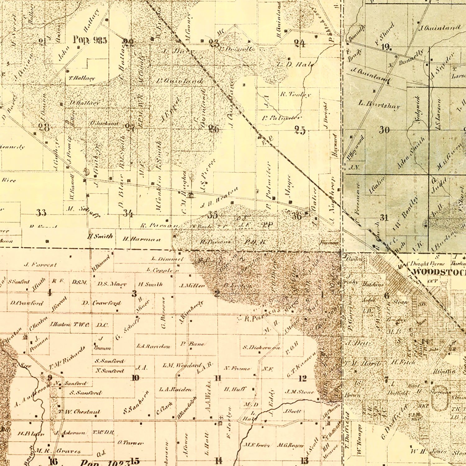 Vintage Map of McHenry County, Illinois 1862