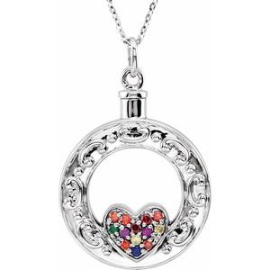 Sterling Silver Celebration of Life Heart Ash Holder 18" Necklace