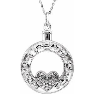 Sterling Silver Celebration of Life Heart Ash Holder 18" Necklace