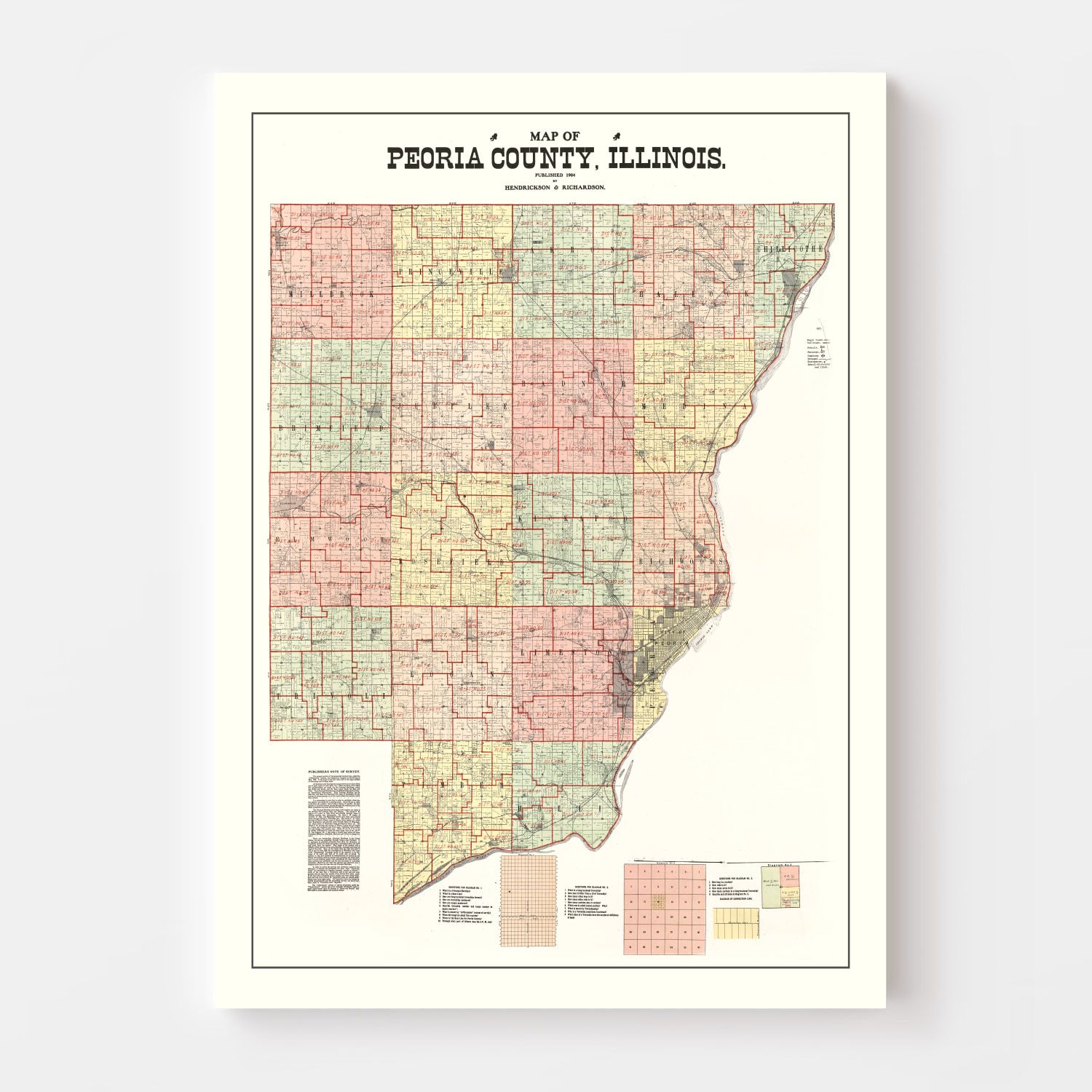 Vintage Map of Peoria County, Illinois 1904
