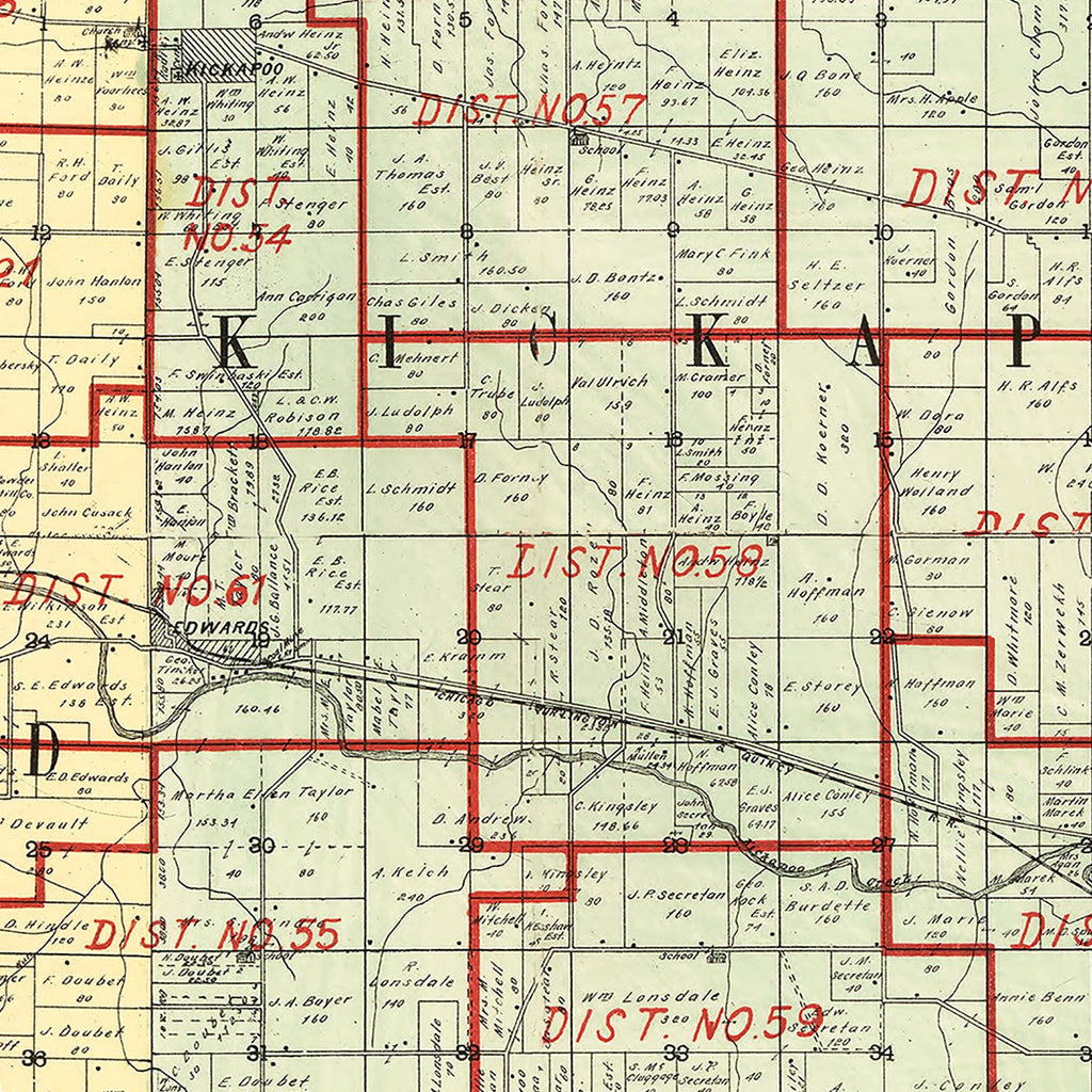 Vintage Map of Peoria County, Illinois 1904