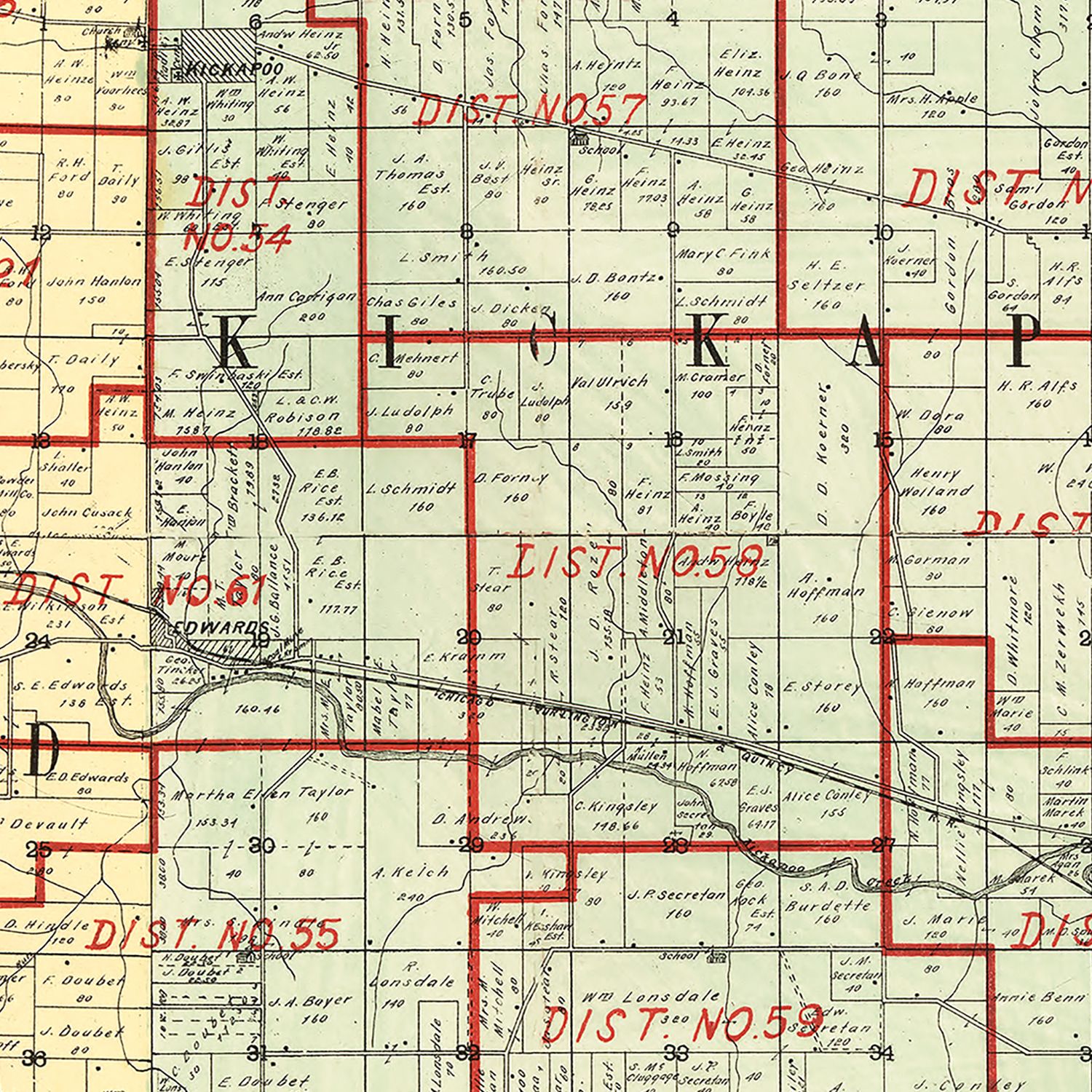 Vintage Map of Peoria County, Illinois 1904