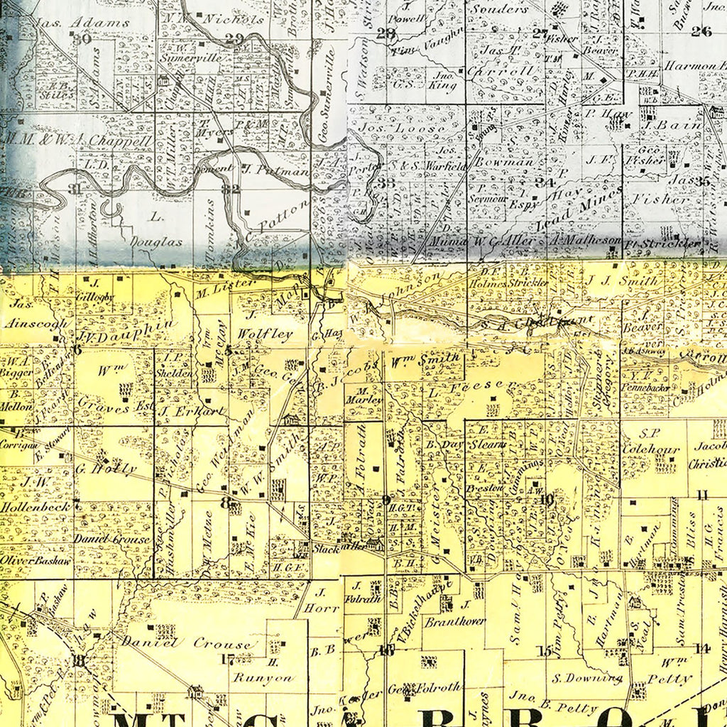 Vintage Map of Carroll County, Illinois 1869