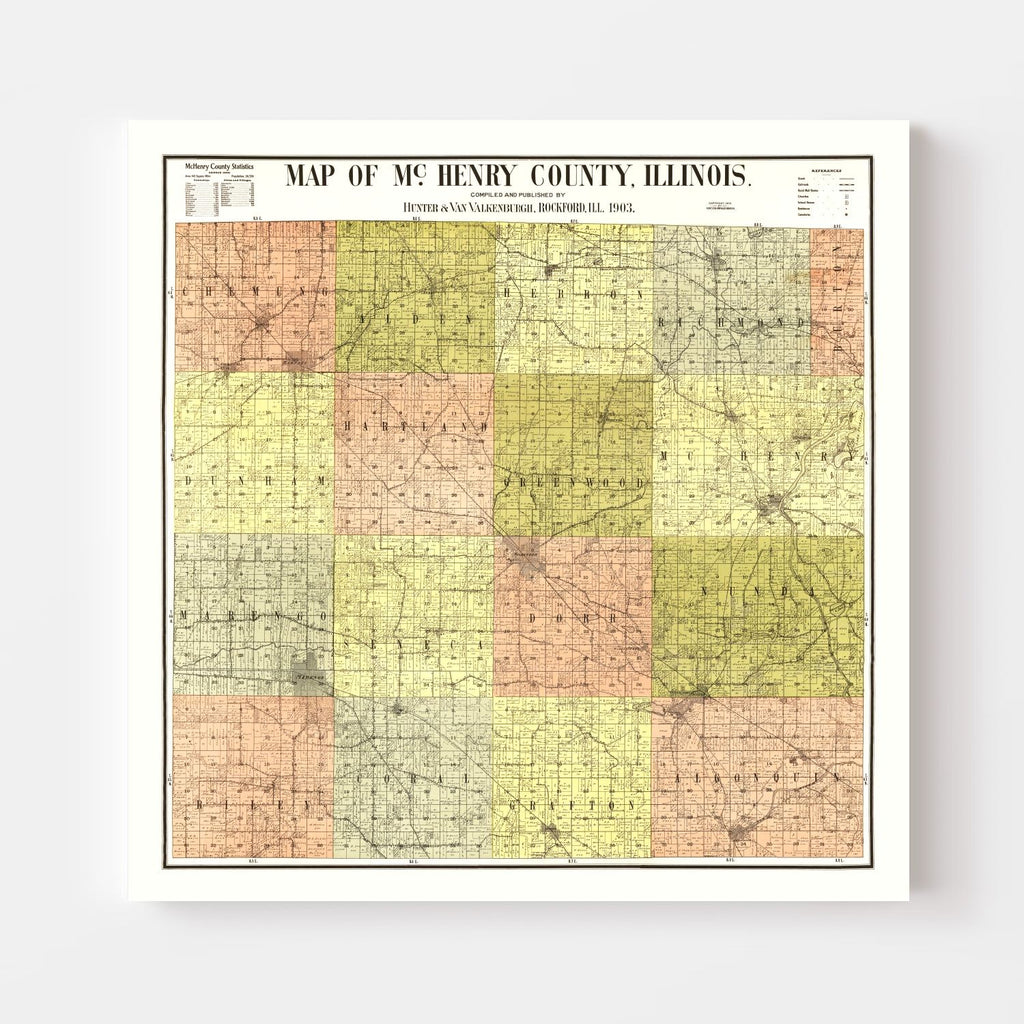 Vintage Map of McHenry County, Illinois 1903