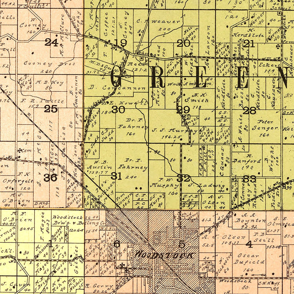 Vintage Map of McHenry County, Illinois 1903