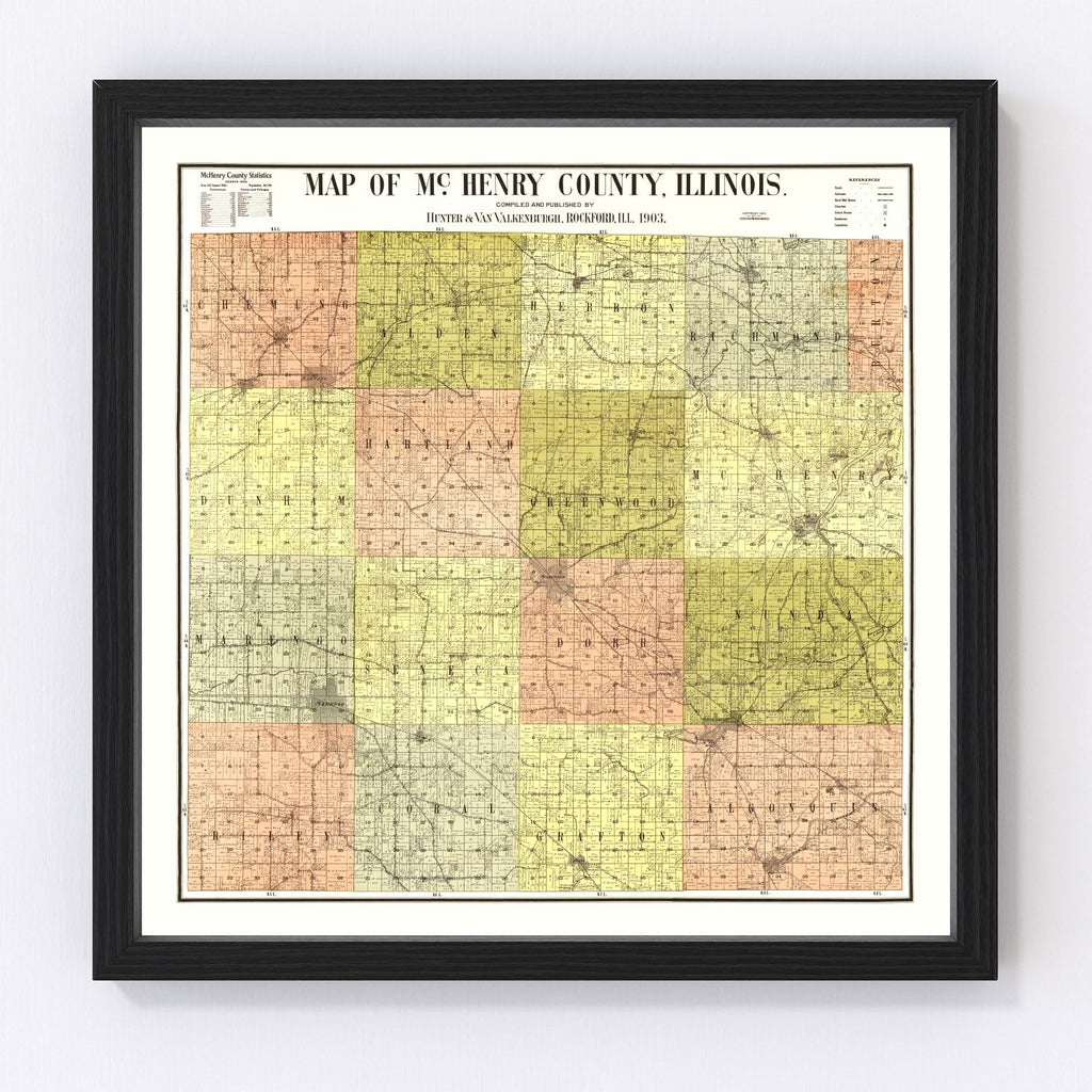 Vintage Map of McHenry County, Illinois 1903