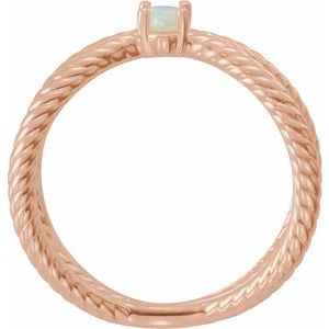 14K Rose Gold 5x3 mm  Natural White Opal Criss-Cross Ring