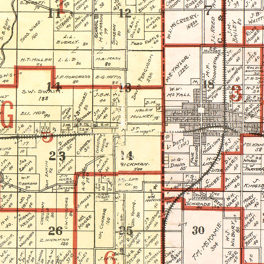 Vintage Map of Franklin County, Illinois 1900