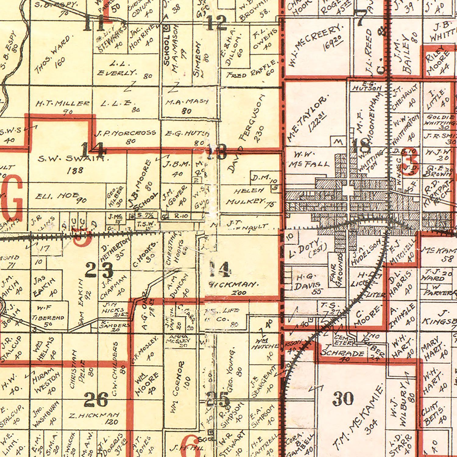 Vintage Map of Franklin County, Illinois 1900