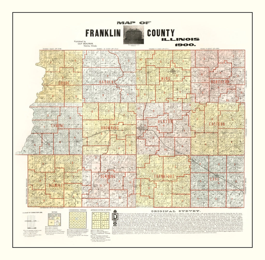 Vintage Map of Franklin County, Illinois 1900