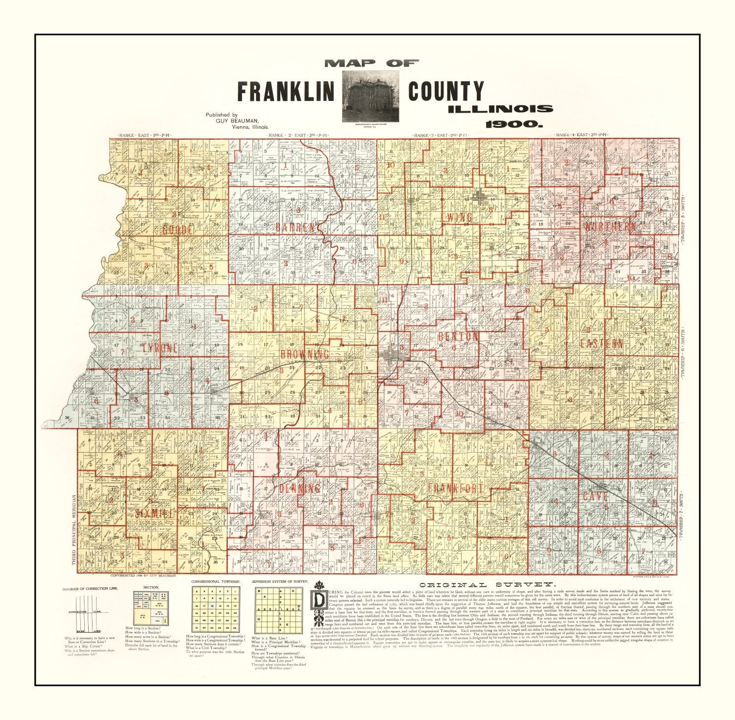 Vintage Map of Franklin County, Illinois 1900