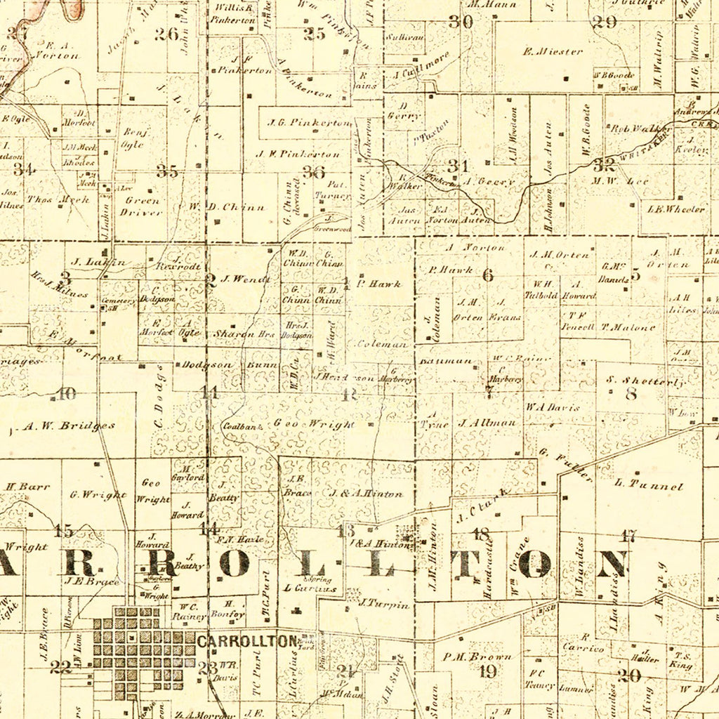Vintage Map of Greene County, Illinois 1861