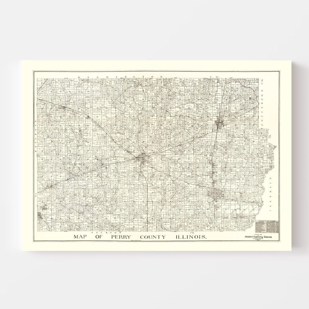 Vintage Map of Perry County, Illinois 1908