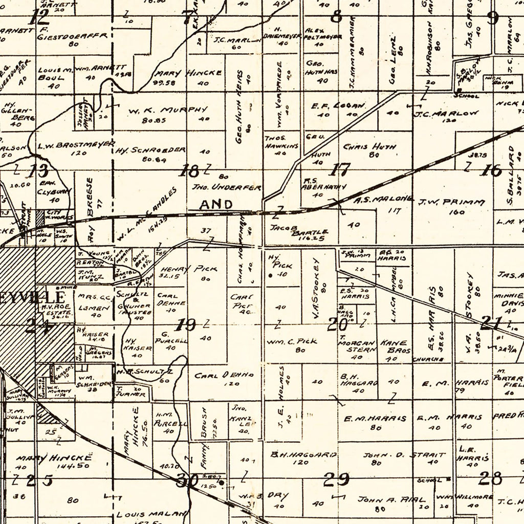 Vintage Map of Perry County, Illinois 1908