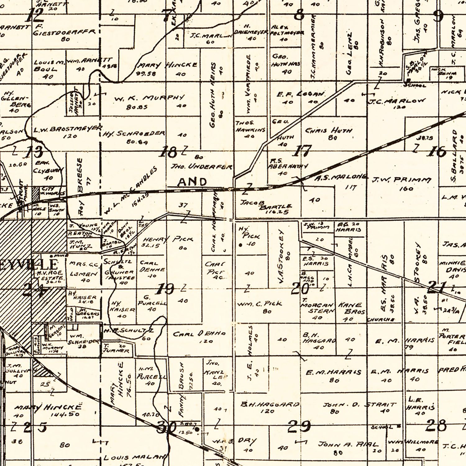 Vintage Map of Perry County, Illinois 1908