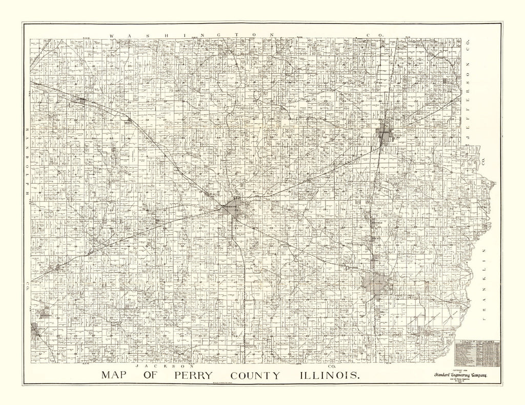 Vintage Map of Perry County, Illinois 1908