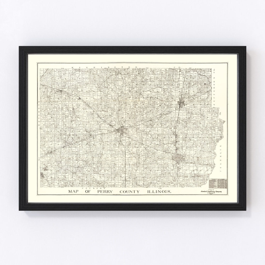 Vintage Map of Perry County, Illinois 1908