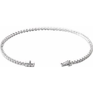 14K White Gold 2 CTW Natural Diamond Line 7" Bracelet – image 2