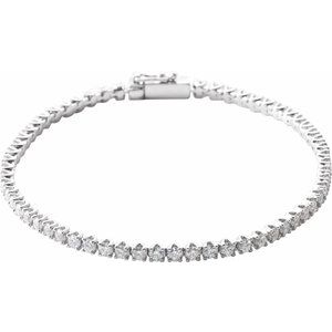 14K White Gold 3 CTW Natural Diamond Line 7" Bracelet