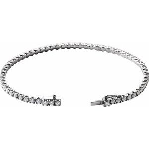 14K White Gold 3 CTW Natural Diamond Line 7" Bracelet – image 2