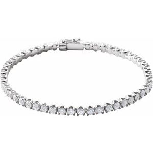 14K White Gold 5 CTW Natural Diamond Line 7" Bracelet