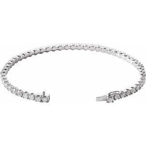 14K White Gold 5 CTW Natural Diamond Line 7" Bracelet
