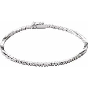 14K White Gold 1 CTW Natural Diamond Line 7" Bracelet