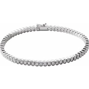 14K White Gold 3 CTW Natural Diamond Line 7" Bracelet