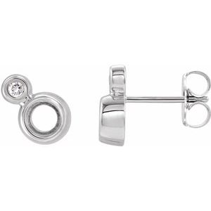Sterling Silver 4 mm Round .06 CTW Natural Diamond Semi-Set Earrings