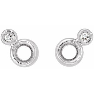 Sterling Silver 4 mm Round .06 CTW Natural Diamond Semi-Set Earrings – image 2