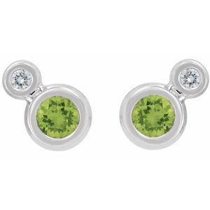 Sterling Silver 3 mm Natural Peridot & .03 CTW Natural Diamond Earrings – image 2