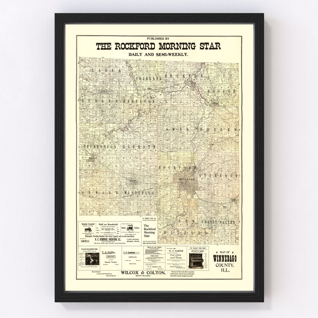 Vintage Map of Winnebago County, Illinois 1902