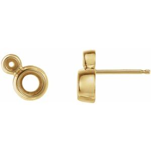 14K Yellow Gold 4 mm Round Accented Earring Mounting
