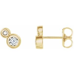 14K Yellow Gold 4 mm Natural White Sapphire & .06 CTW Natural Diamond Earrings