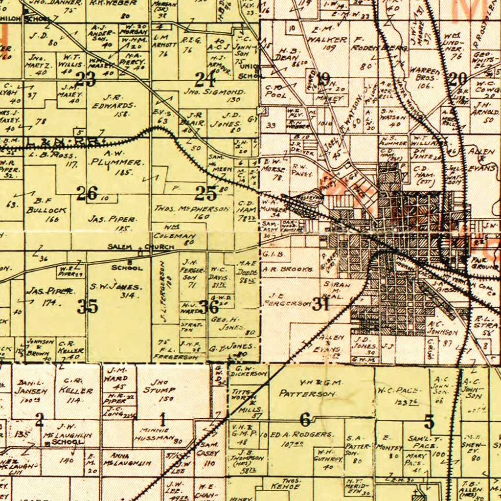 Vintage Map of Jefferson County, Illinois 1900