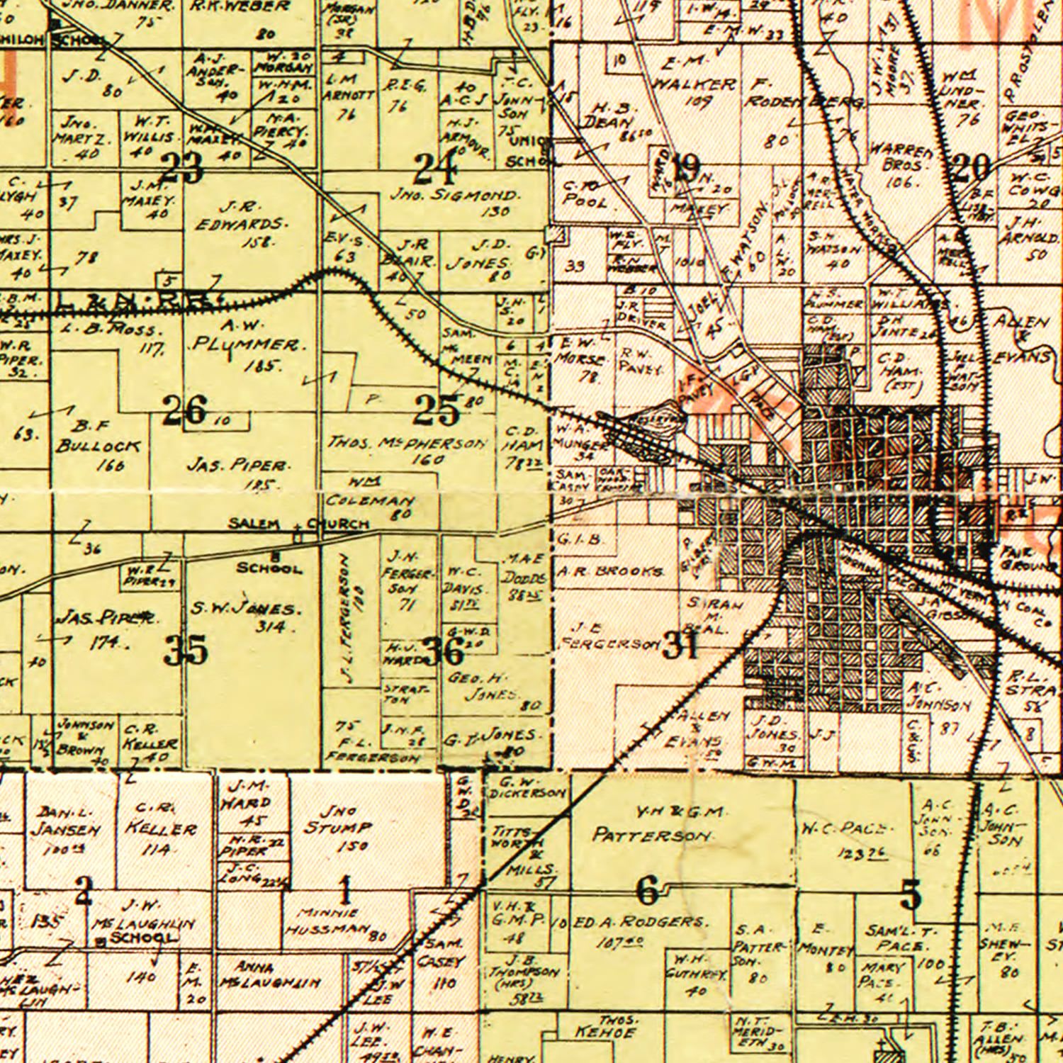Vintage Map of Jefferson County, Illinois 1900