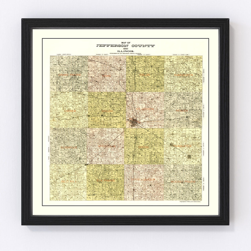 Vintage Map of Jefferson County, Illinois 1900