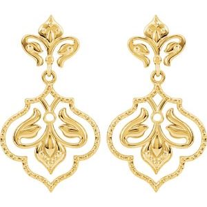 14K Yellow Gold 1.75 mm Round Fleur-de-lis Earring Mounting – image 2