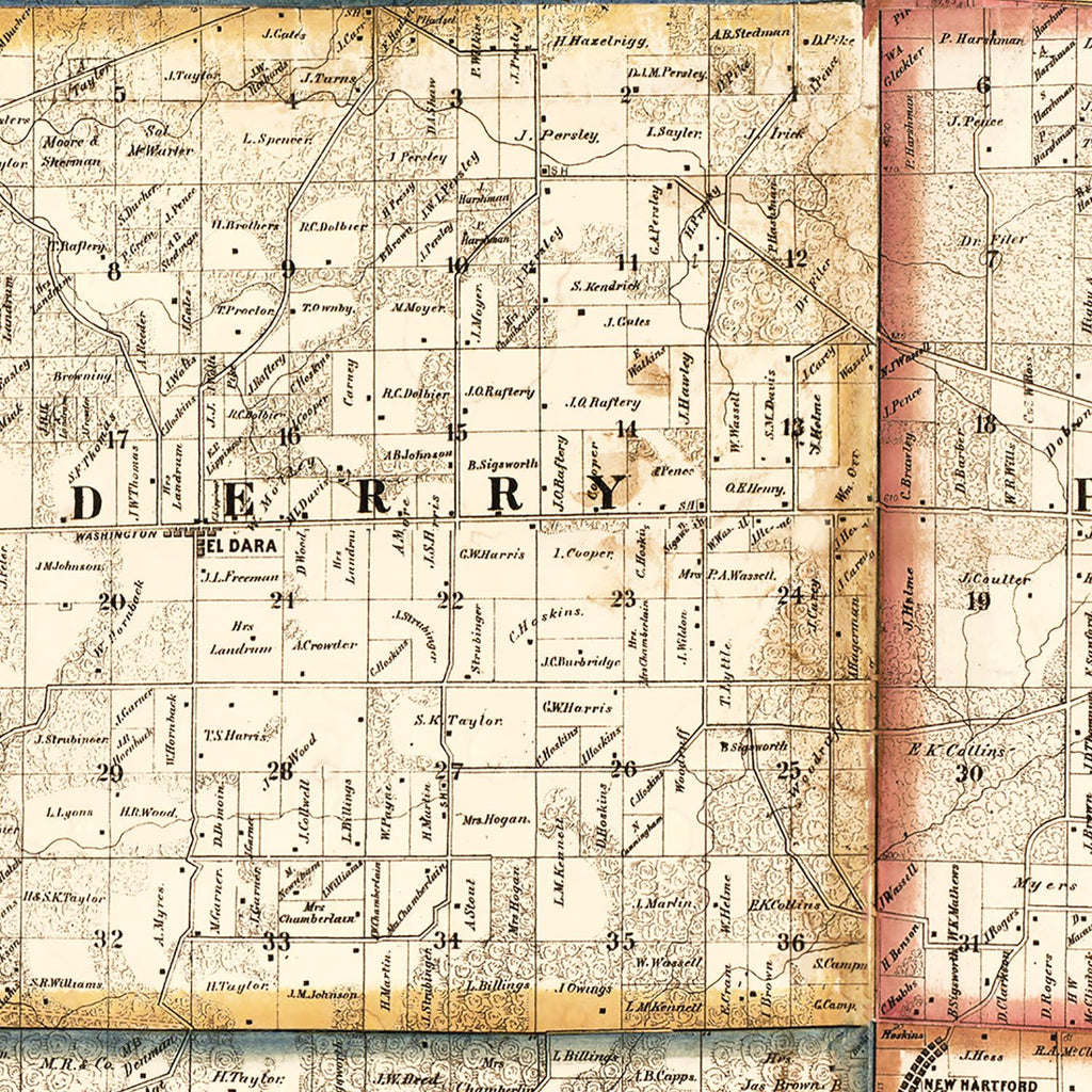 Vintage Map of Pike County, Illinois 1860