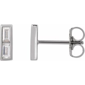 Sterling Silver 3/4 CTW Natural Diamond Bar Earrings