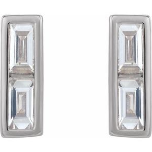 Sterling Silver 3/4 CTW Natural Diamond Bar Earrings – image 2