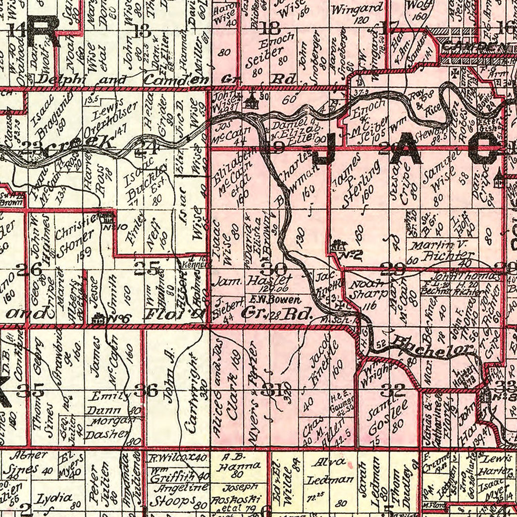 Vintage Map of Carroll County, Indiana 1898