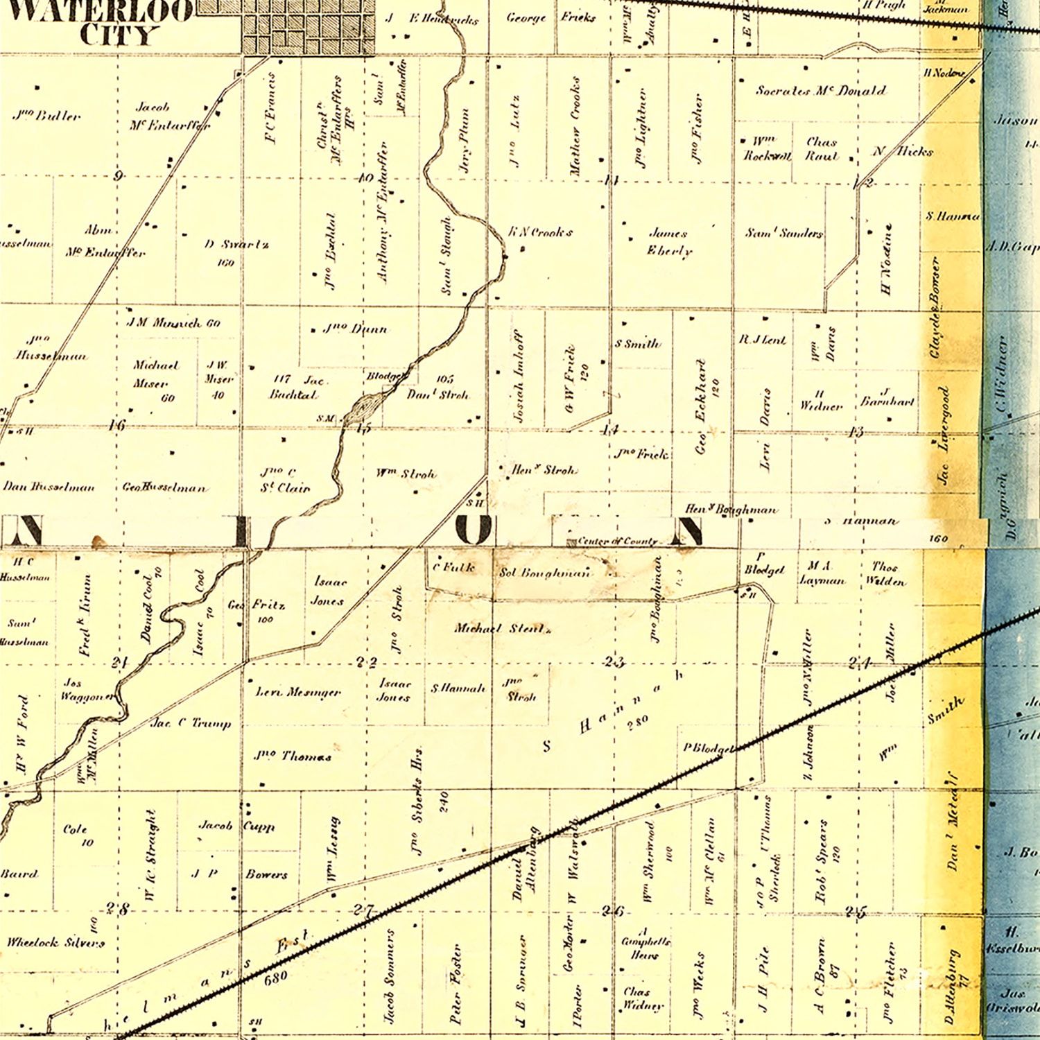 Vintage Map of Dekalb County, Indiana 1863