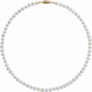 14K Yellow Gold Panache�� Cultured White Freshwater Pearl 16" Necklace