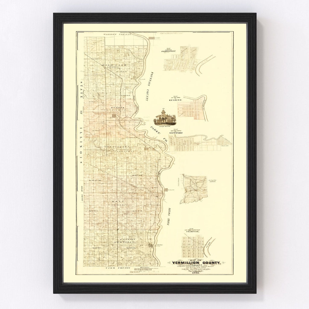 Vintage Map of Vermillion County, Indiana 1872