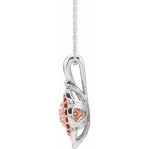 14K White/Rose Gold Natural Ruby & 1/6 CTW Natural Diamond 16-18" Necklace