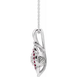 Platinum Natural Ruby & 1/6 CTW Natural Diamond 16-18" Necklace