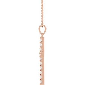 14K Rose Gold 3/4 CTW Natural Diamond Cross 18" Necklace