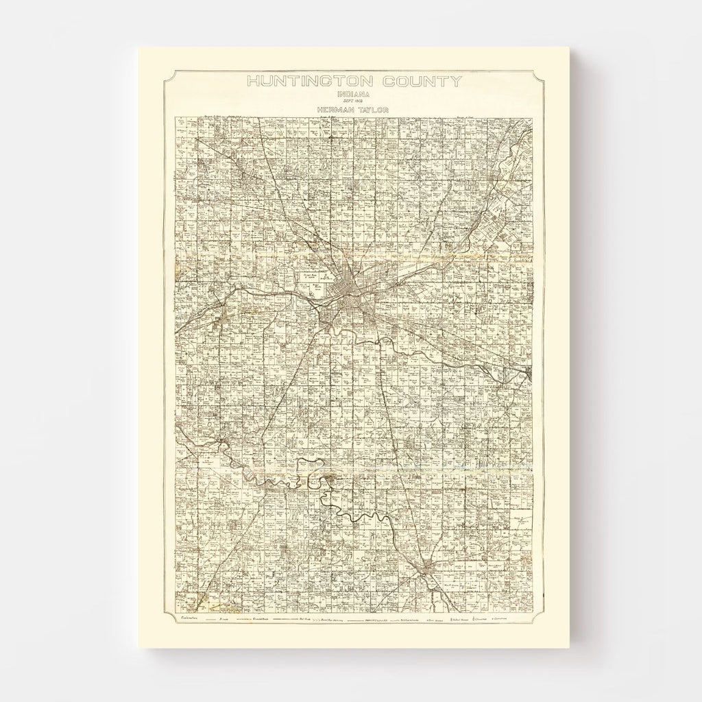 Vintage Map of Huntington County, Indiana 1903